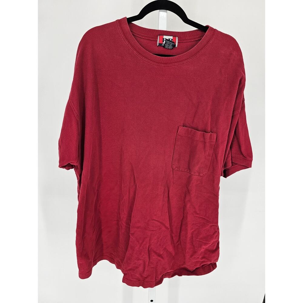 Vtg 1990s R&R Jean Co Mens Sz XXL Short Sleeve T Shirt Solid Red